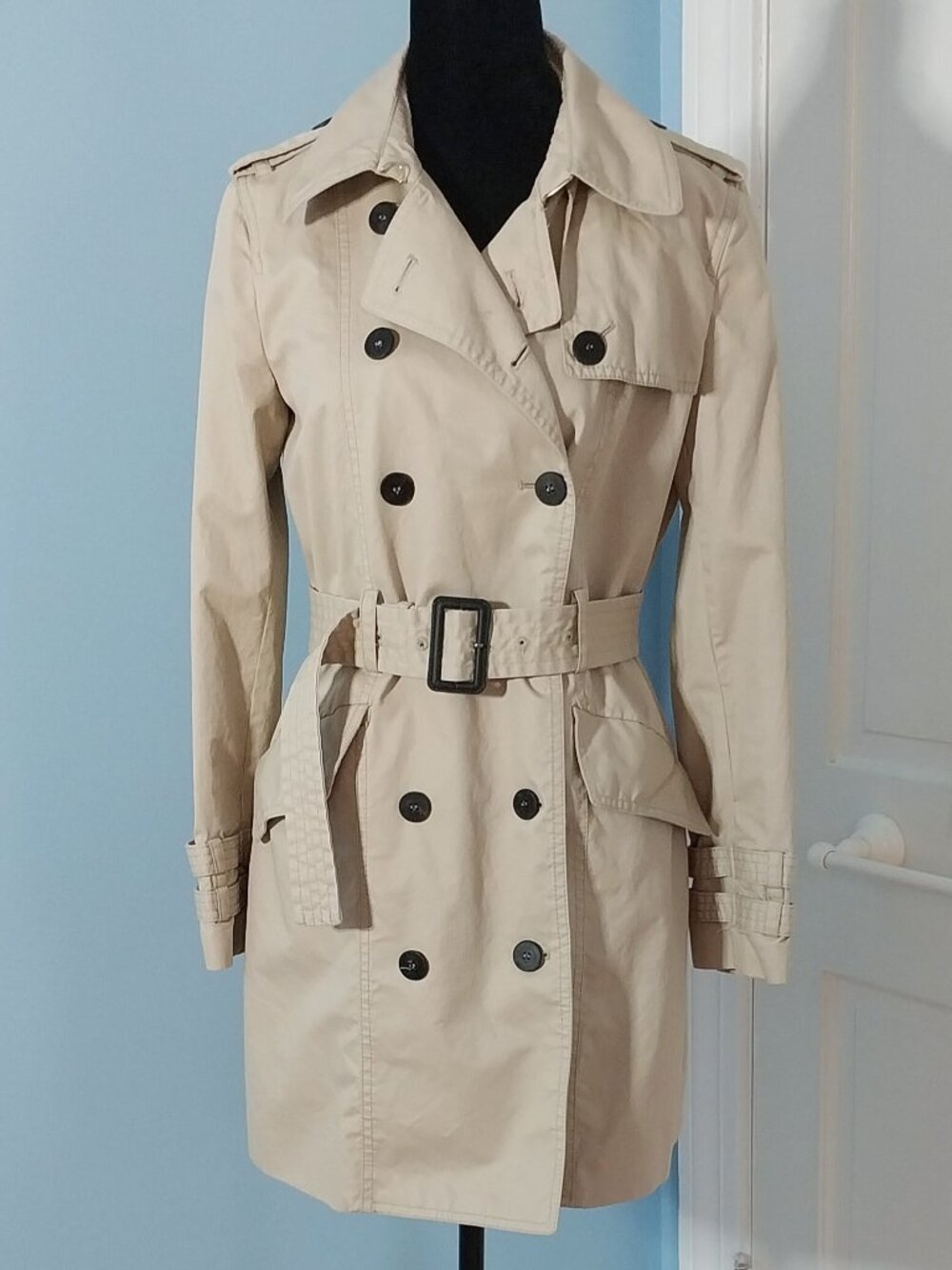 MANGO Double breasted beige trench coat 100%cotton shell